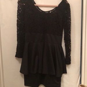 Mengqi Black Lace Top, Size XXL